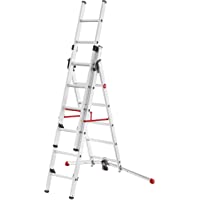 HAILO 9306-507 - Escalera Aluminio combinada 3 tramos con estabilizador Curvo ProfiLOT Combi (2x6 + 1x5 peldaños)